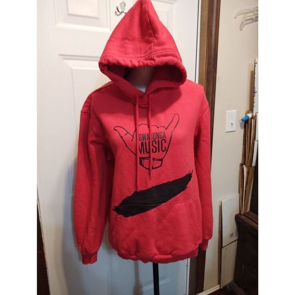 Kowabunga Music Red Vintage Hoodie Men's Size Small - Picture 1 of 5